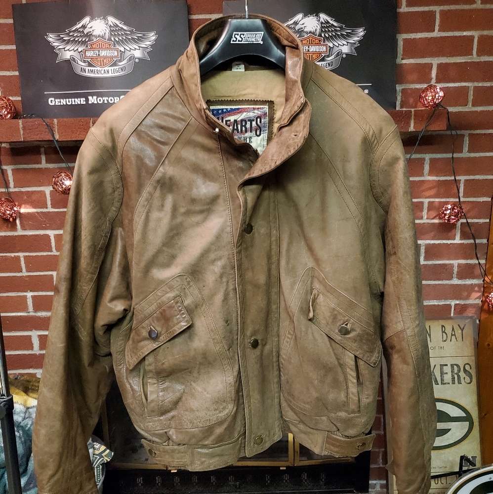 Vintage Mens Leather Hearts Of The Outback Jacket Large